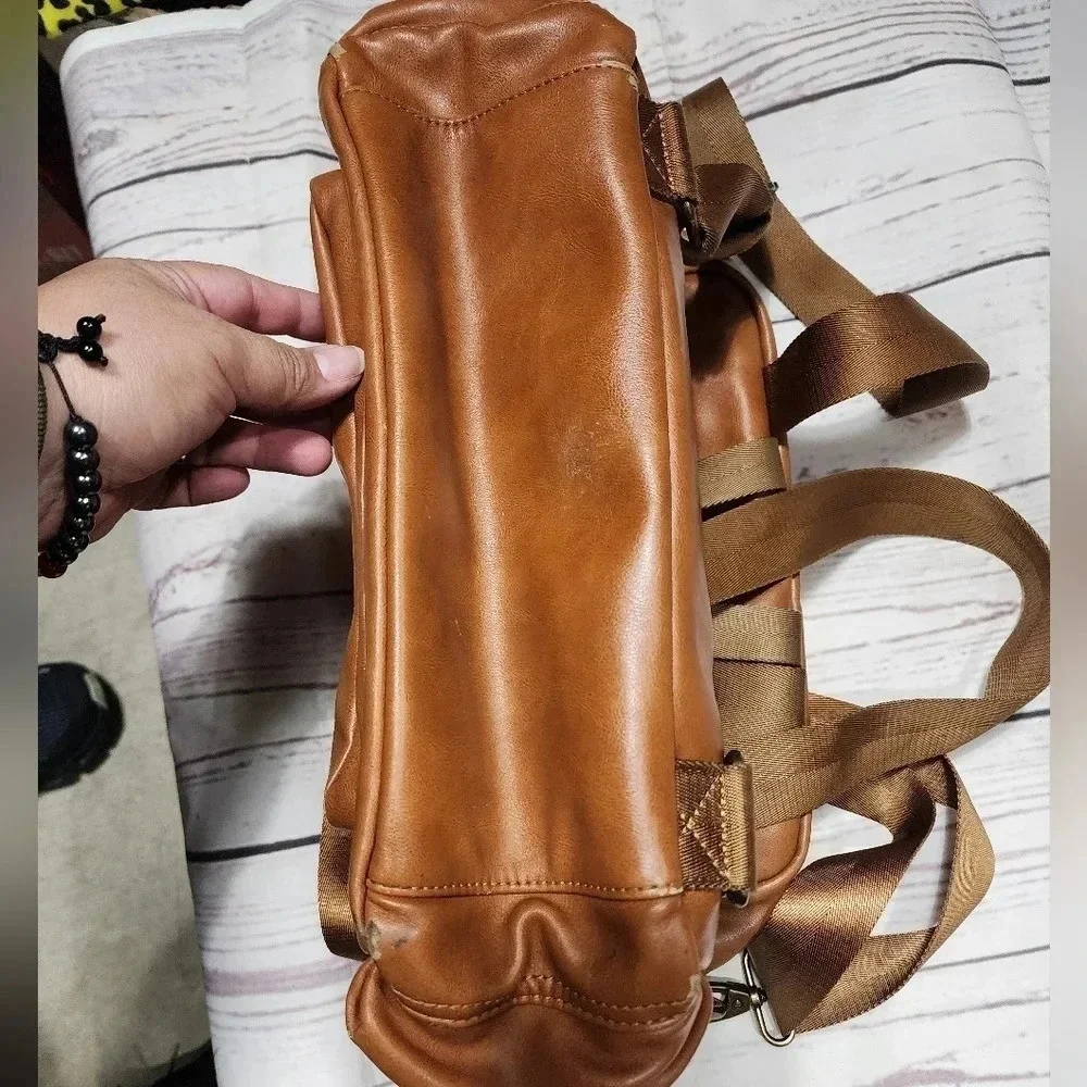 Milkmaid Goods Brooklyn Backpack in Cognac with Hattie Interior